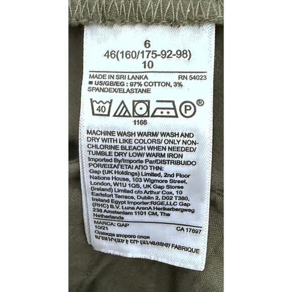 Gap Womens Straight Up Khaki Army Green Stretch Cotton Twill Flat Front Pocket 6 - Picture 7 of 8